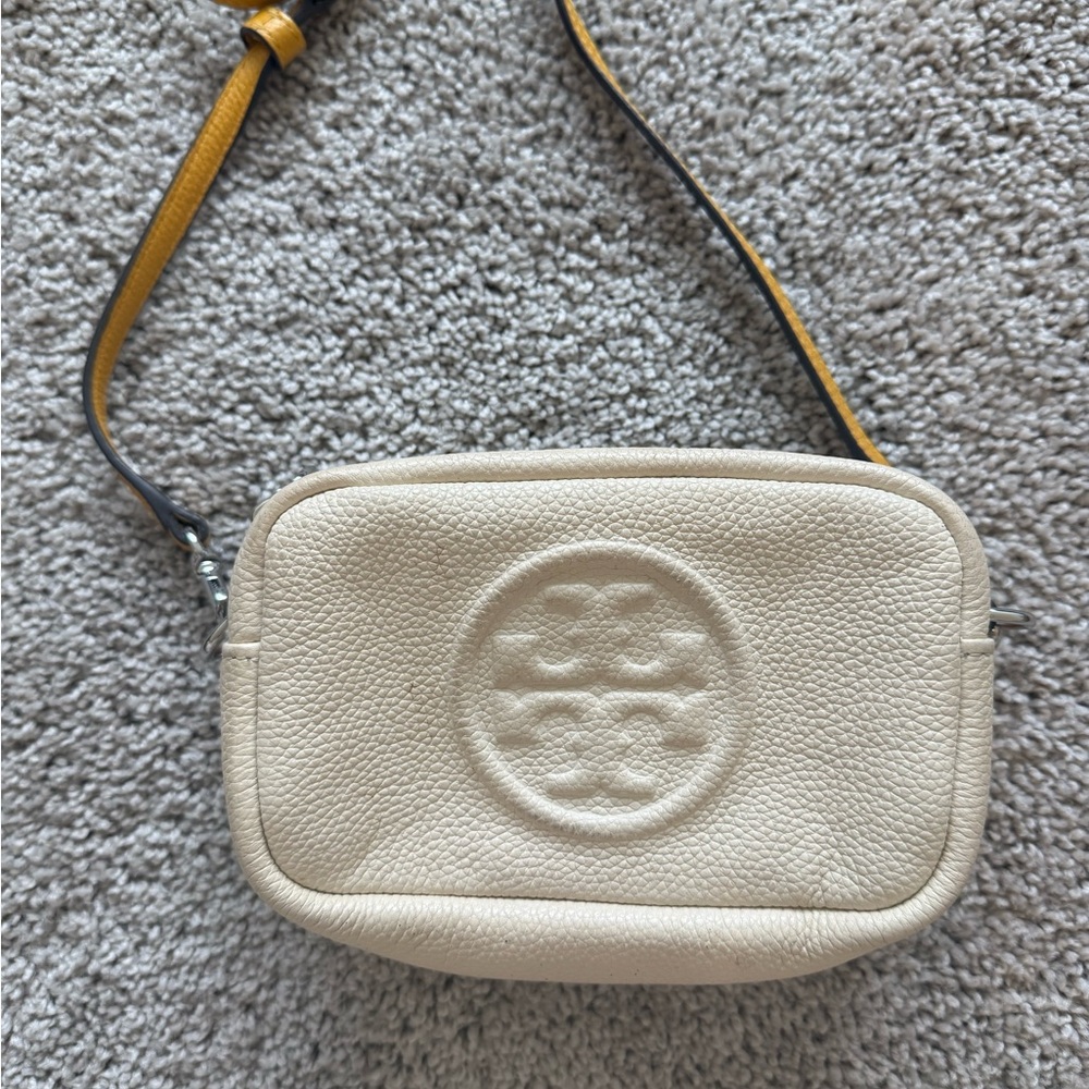 Tory Burch Cream Crossbody Bag with Mustard Strap